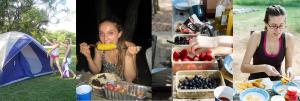 Roasted corn and fresh fruit were among the menu items on our gourmet camping trip!