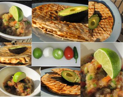 Grilled Spinach & Mushroom Quesadillas and Salsas Frescas combine fresh flavors and colors for a light summer meal perfect for entertaining any crowd!