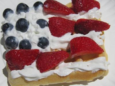 Flag Waffles are a fun, festive, easy, and healthy way to entertain a 4th of July brunch bunch!