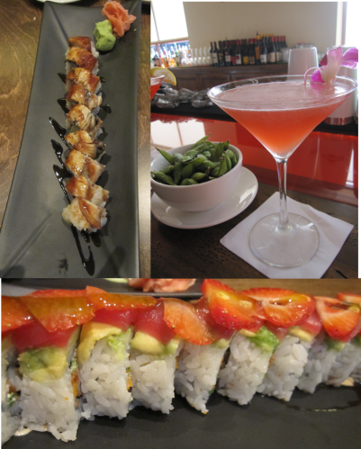 Clockwise from Left to Right: Dancing Eel Roll, Sexytini, Marry Me Roll. Mmm.
